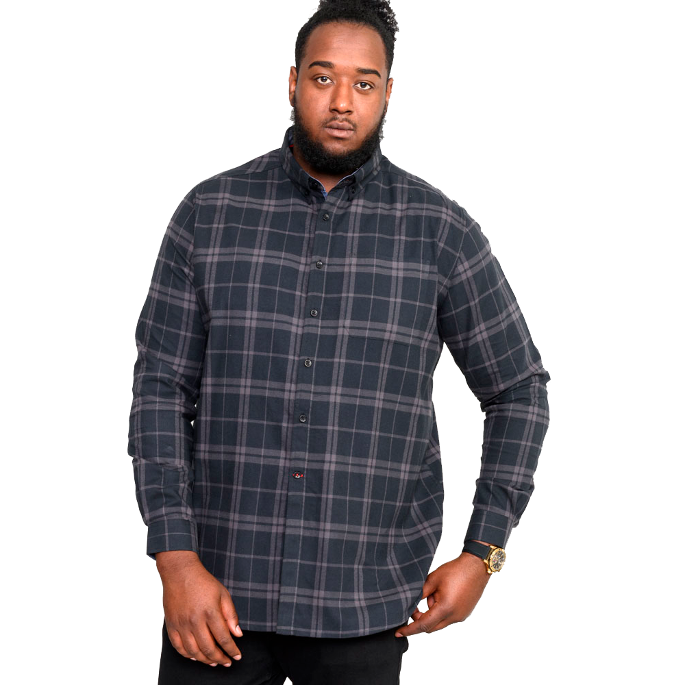 D555 Herre Skjorte Plus Size Black Sort  4xl