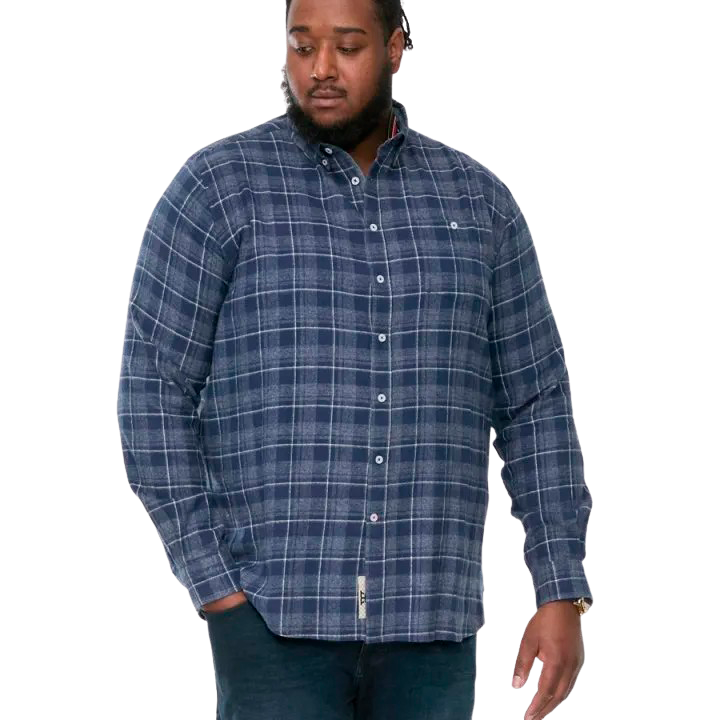 D555 Sonny Herre Skjorte Plus Size Navy Check 5xl Navy Check  5XL