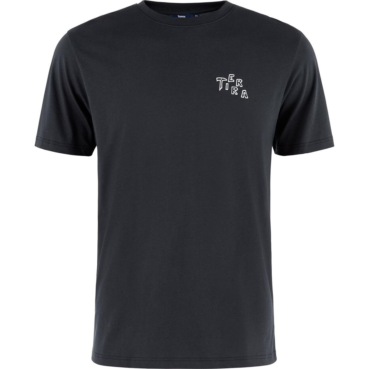 Tierra Mens Organic Cotton Tee Sunset Sort Spring Black Large Sort  X-large