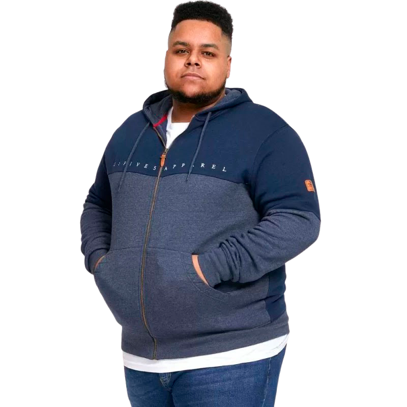 D555 Moreton Herre Cardigan Plus Size Denim Marl Navy 5xl Denim Marl/Navy  5XL