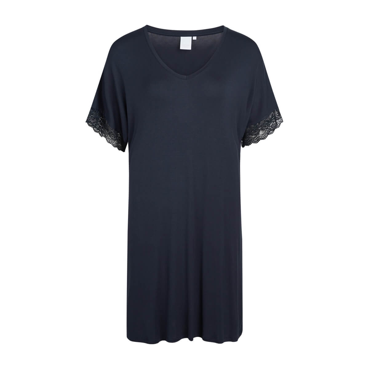 Navy Natkjole Med Blonder Fra Ccdk Str Blå, Navy Dame Large