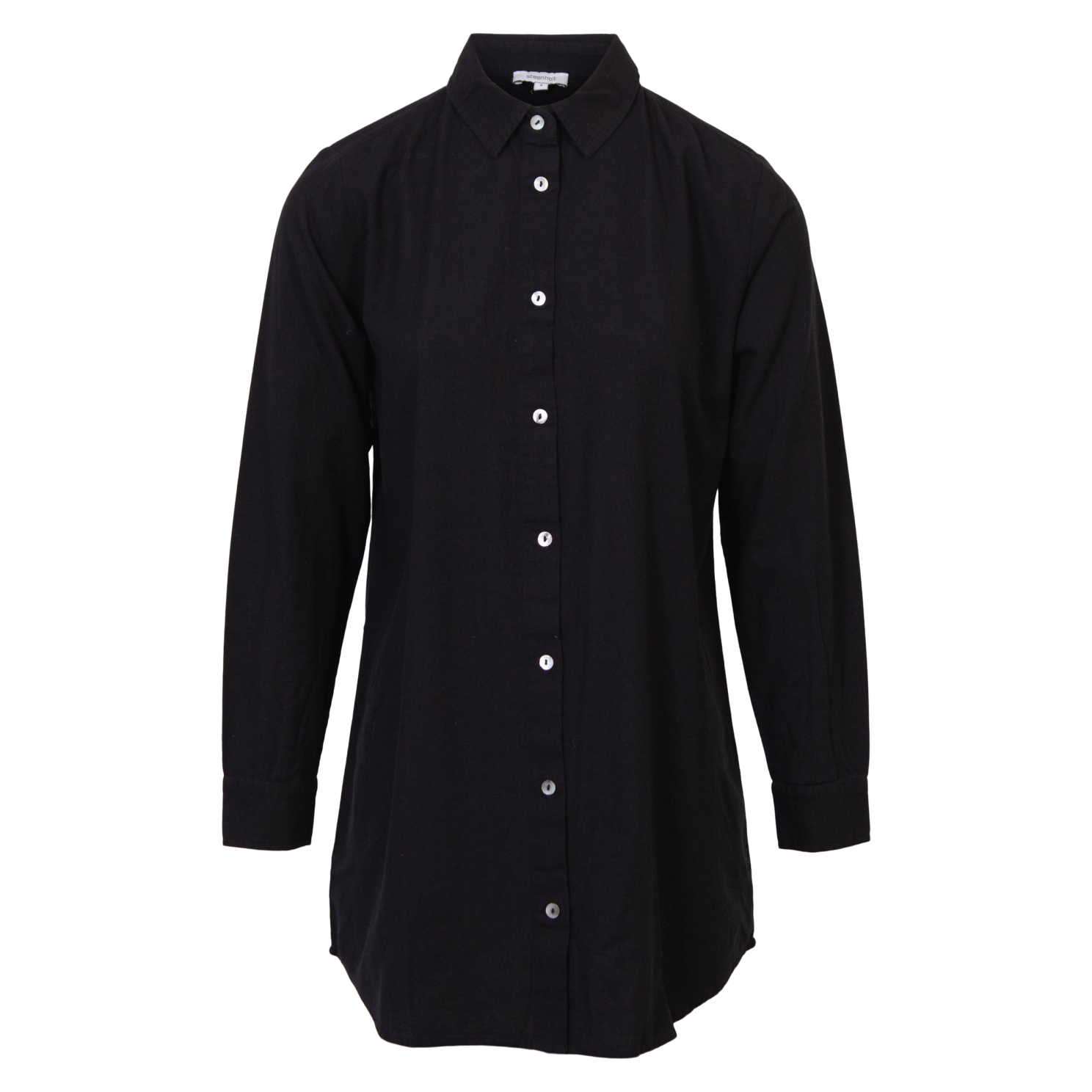 Steenholt Linett Dame Skjorte Hørmix Plus Size Black Sort  54