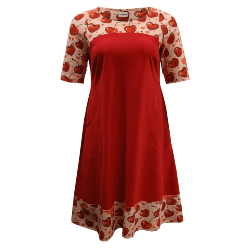 Plus Size Kjole Saki Cherry Love Rød  44