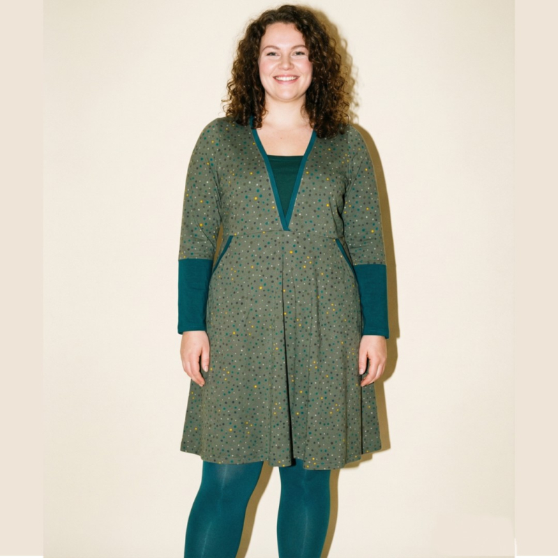 Plus Size Kjole Ama Army Dot Grøn  46