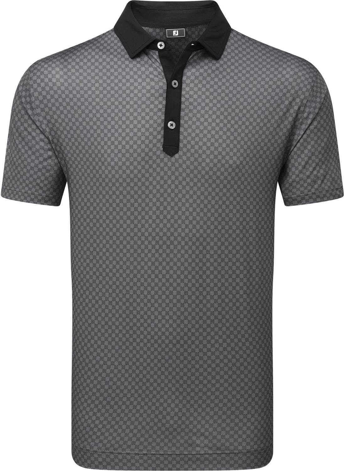Footjoy Checker Print Lisle Herre Poloshirt Black White Str Xxxl Sort Herre XXXL