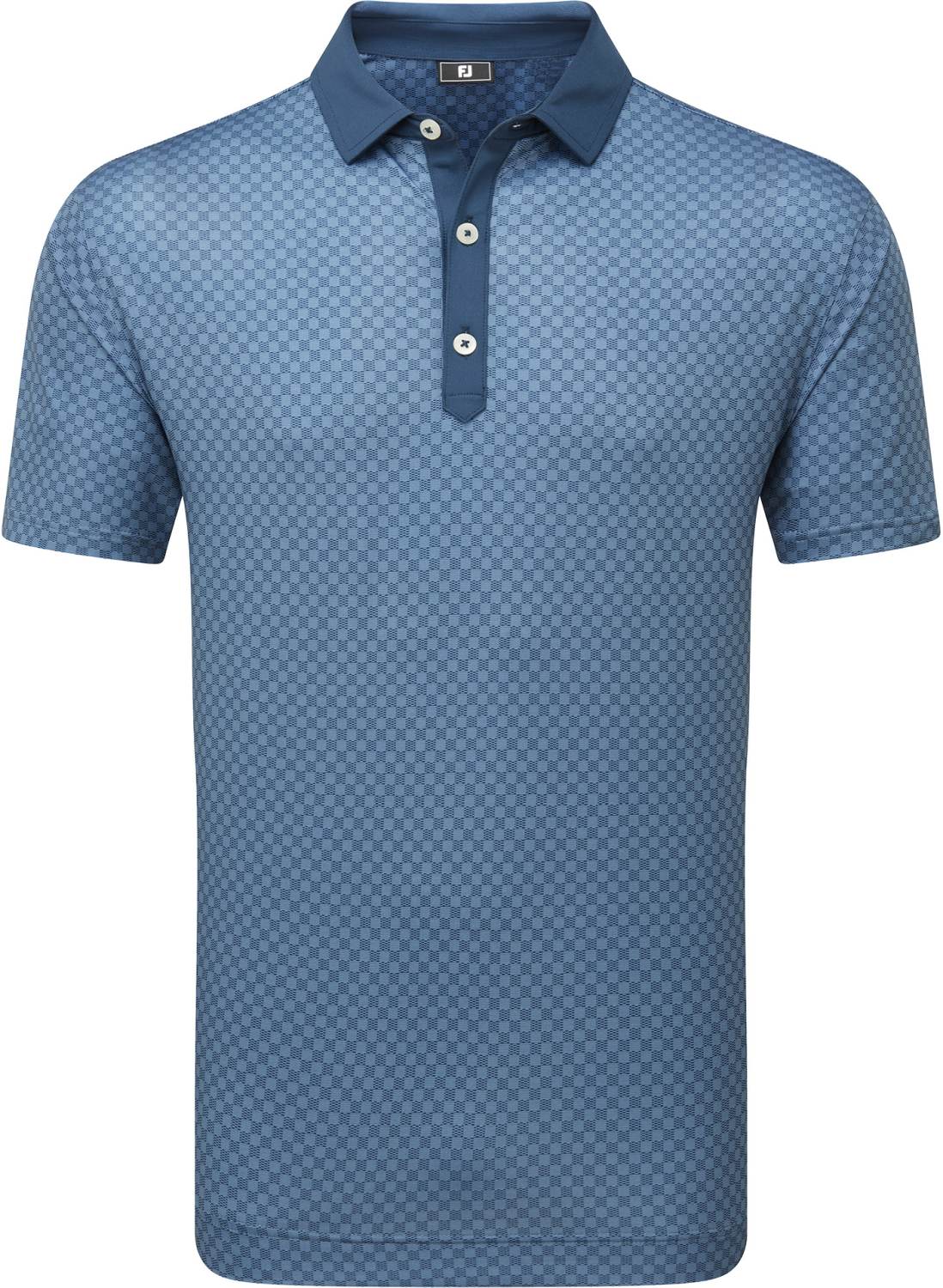 Footjoy Checker Print Lisle Herre Poloshirt Navy Str Xxxl Navy Herre XXXL