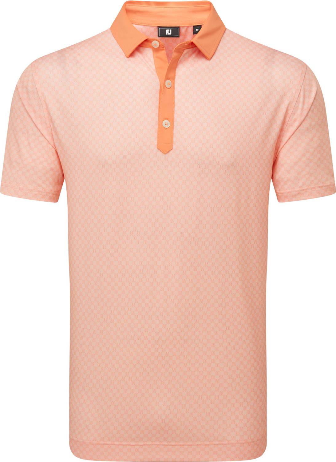 Footjoy Checker Print Lisle Herre Poloshirt White White Orange Str Xxxl Hvid Herre XXXL