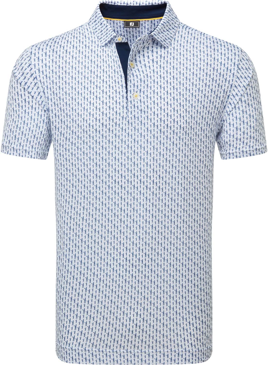 Footjoy Figure Print Lisle Herre Poloshirt White Navy Str Xxxl Hvid Herre XXXL