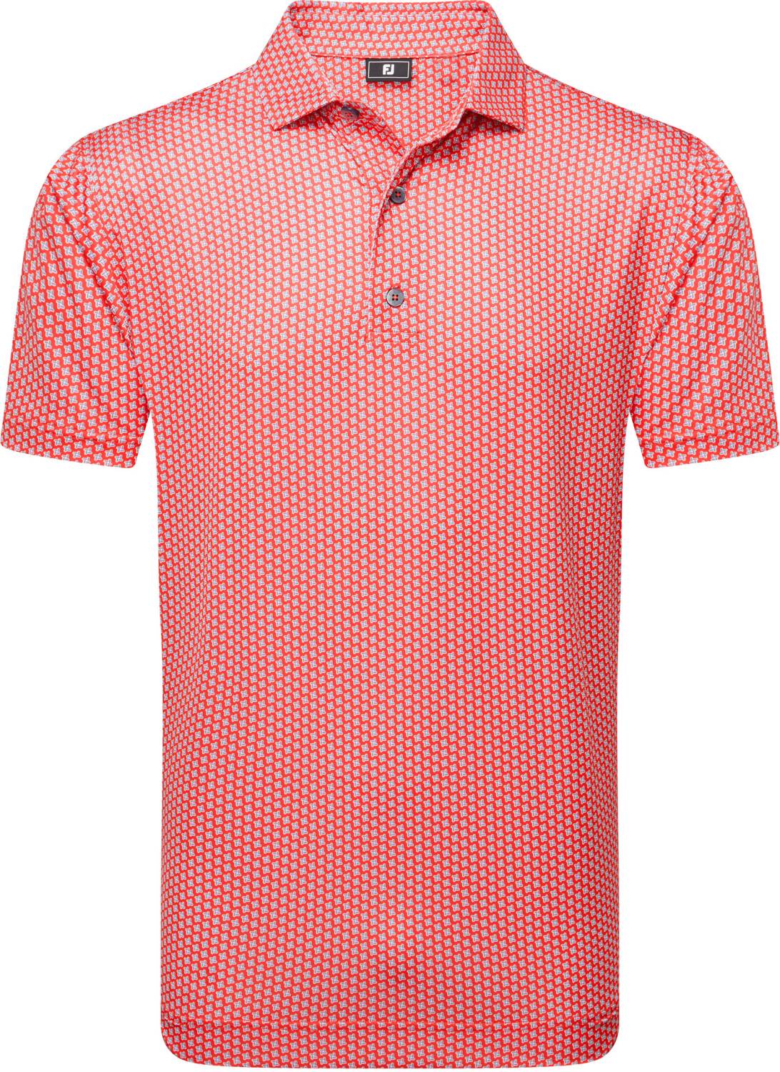Footjoy Houndstooth Geo Lisle Herre Poloshirt Red White Str Xxxl Hvid Herre XXXL
