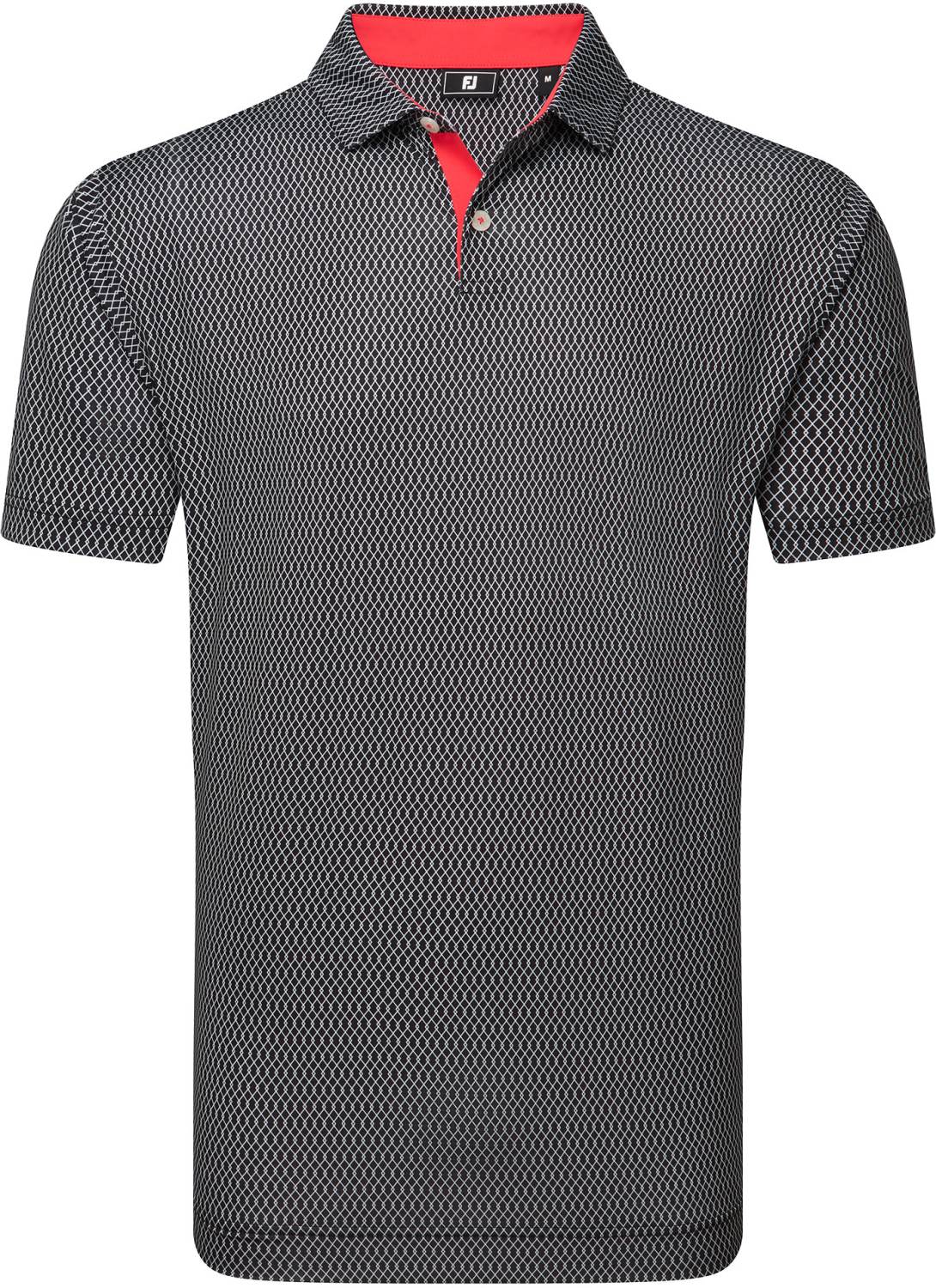 Footjoy Irongate Print Lisle Herre Poloshirt Black White Str Xxxl Sort Herre XXXL