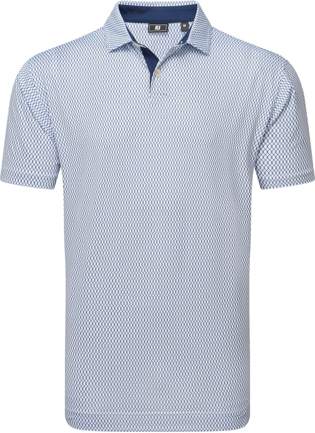 Footjoy Irongate Print Lisle Herre Poloshirt White Navy Str Xxxl Hvid Herre XXXL
