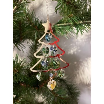 Juletræ Med Grønne Hjerte Krystaller Swarovski Krystaller Godkarmashop Grøn  Large