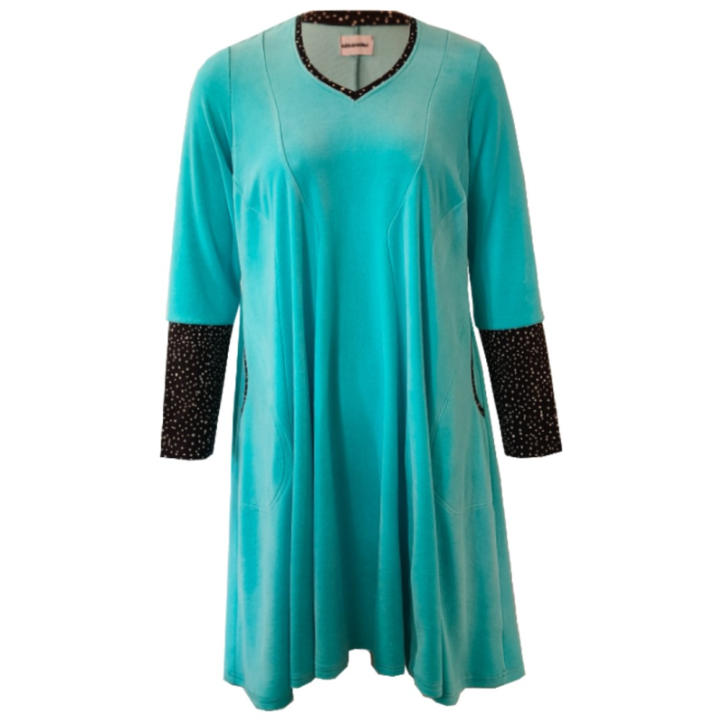 Løs Plus Size Velour Kjole Emi Ice Blue Velvet Blå  46