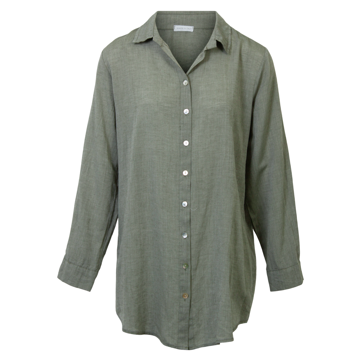 Leonora Dame Skjorte Hørmix Plus Size Green Grøn  54