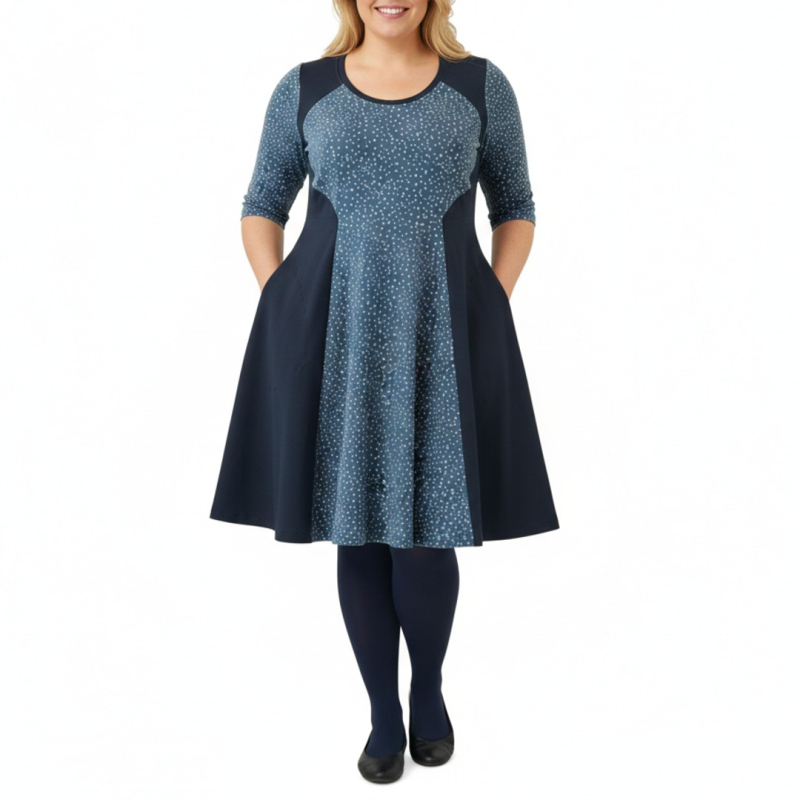 Plus Size Kjole Meika Blue Dot Blå  44