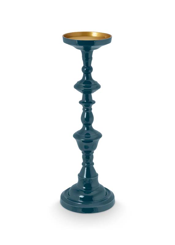 Candle Holder Metal Dark Blue 46cm Blå  Large