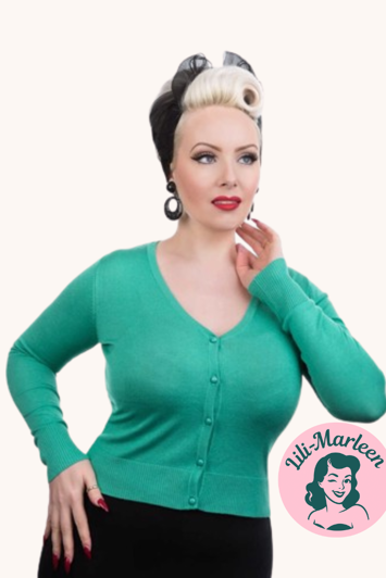Cardigan Lady Luck Green Grøn  Str. M  - Roski