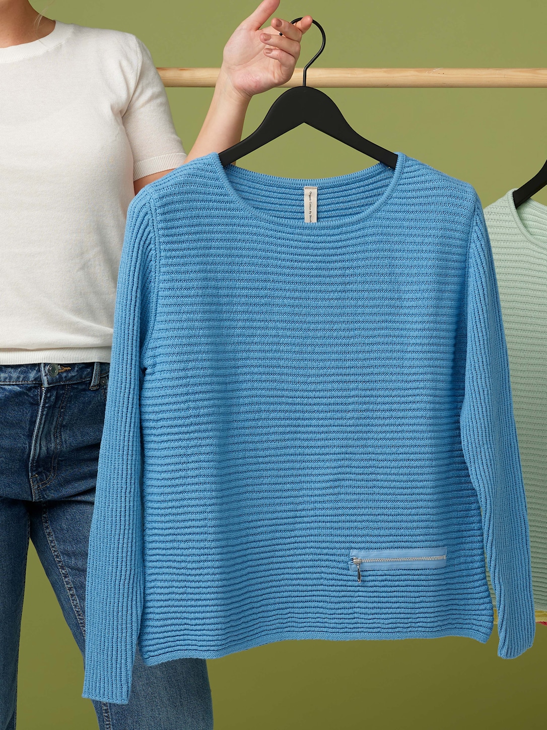 Skovhuus Kvinde Irene Striktrøje Detalje Horizon Blue Xxxl Horizon Blue Female XXXL
