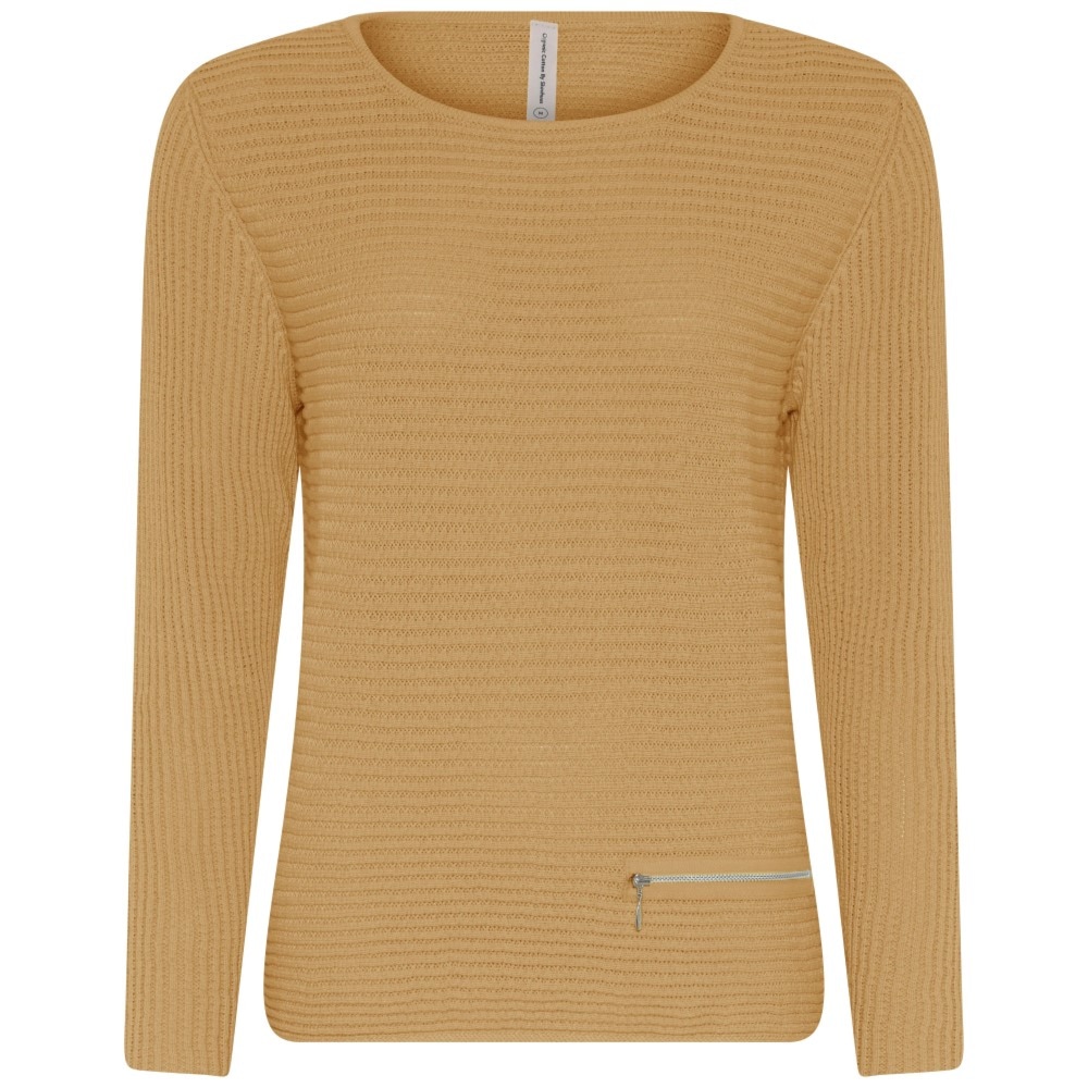 Skovhuus Kvinde Irene Striktrøje Detalje Hemp Yellow Xxxl Gul Female XXXL