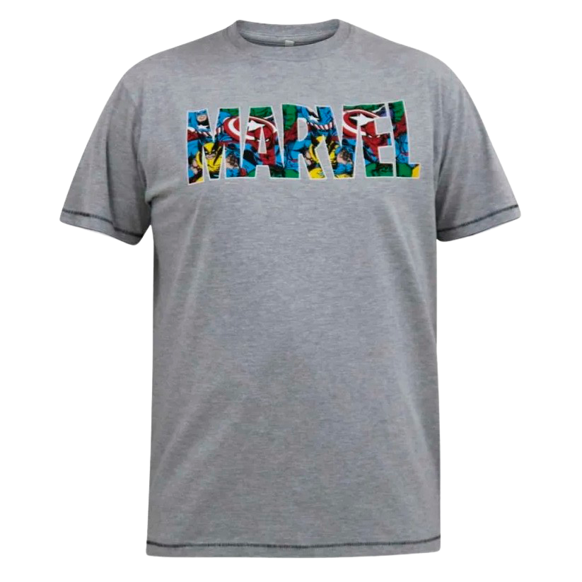 D555 Comic Marvel Herre Shirt Plus Size Grey Marl 5xl Grey Marl  5XL