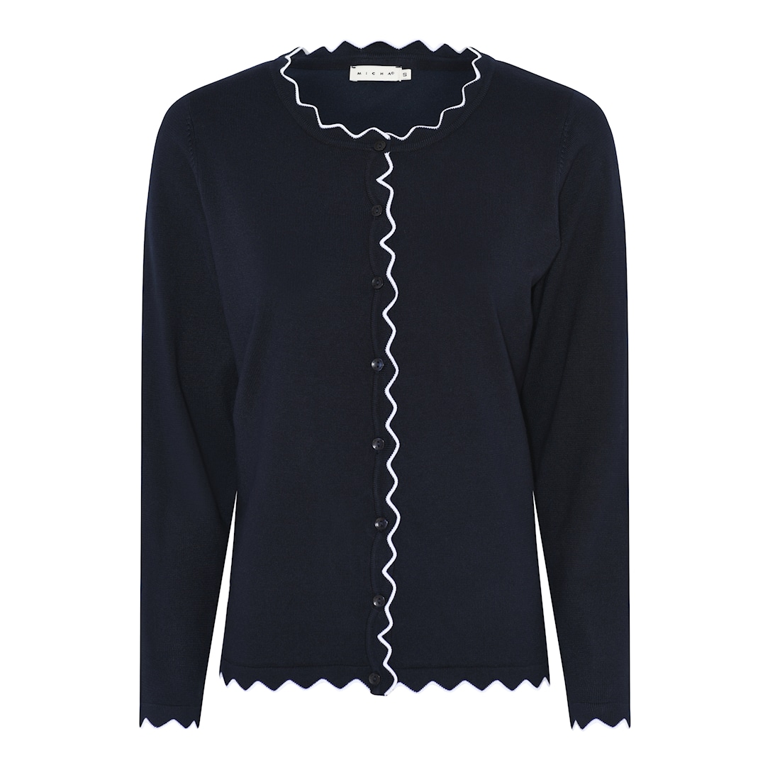 Micha Viscose Strik Med Kant Navy Xxxl