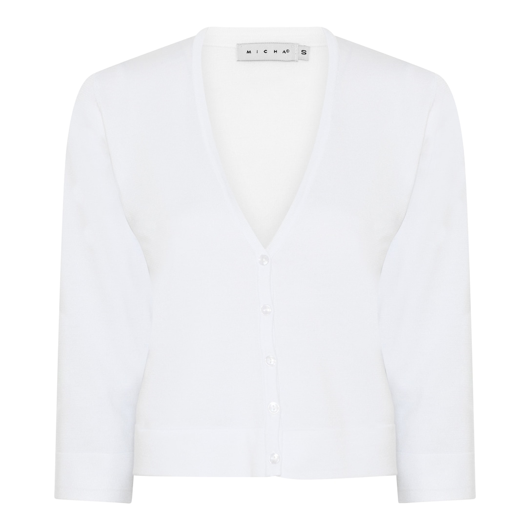 Micha Cardigan Dame Ærmer Hals Viscose Strik Med Knapper Kridhvid Xxxl Hvid