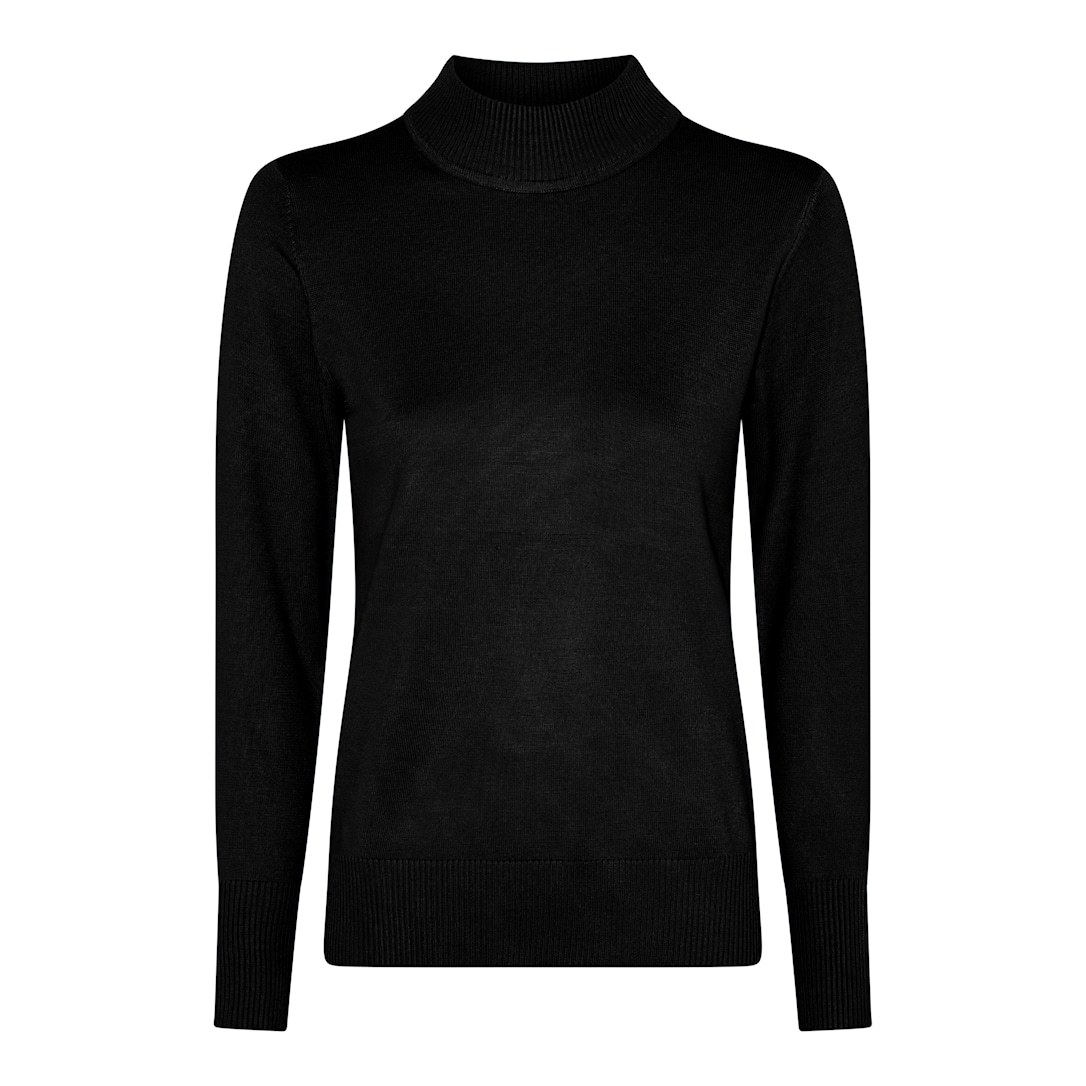 Micha Strikbluse Dame Høj Hals Viscose Strik Sort Xxxl Sort