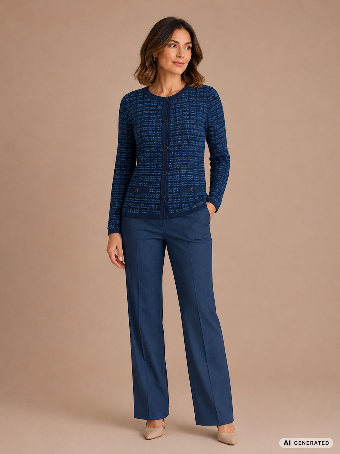 Skovhuus Kvinde Olivia Strik Cardigan Jeans Blue Xxxl Jeans Blue Female XXXL