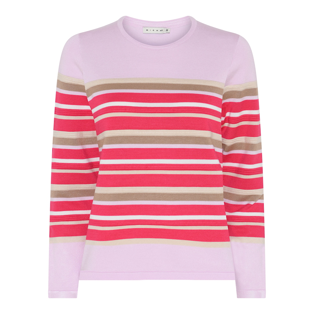 Micha Basic Eco Vero Forårs Stribet Strik Pink Rosa Xxxl Rosa