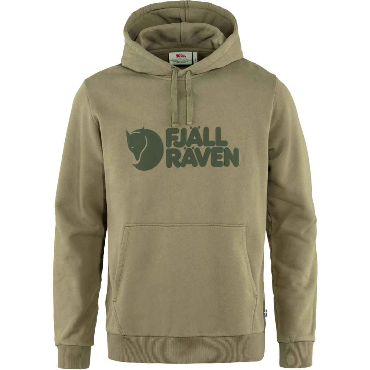 Fjallraven Mens Fjallraven Logo Hoodie Beige Light Olive 622 Large Beige (LIGHT OL  XX-large
