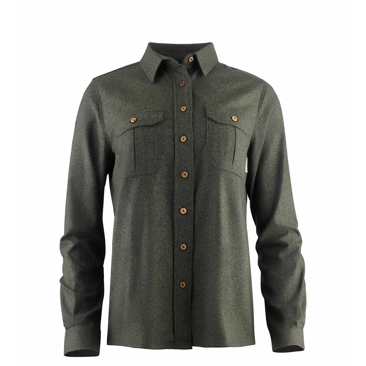 Aclima Womens Leisurewool Reborn Shirt Grøn Olive Melange Large Grøn  XX-large