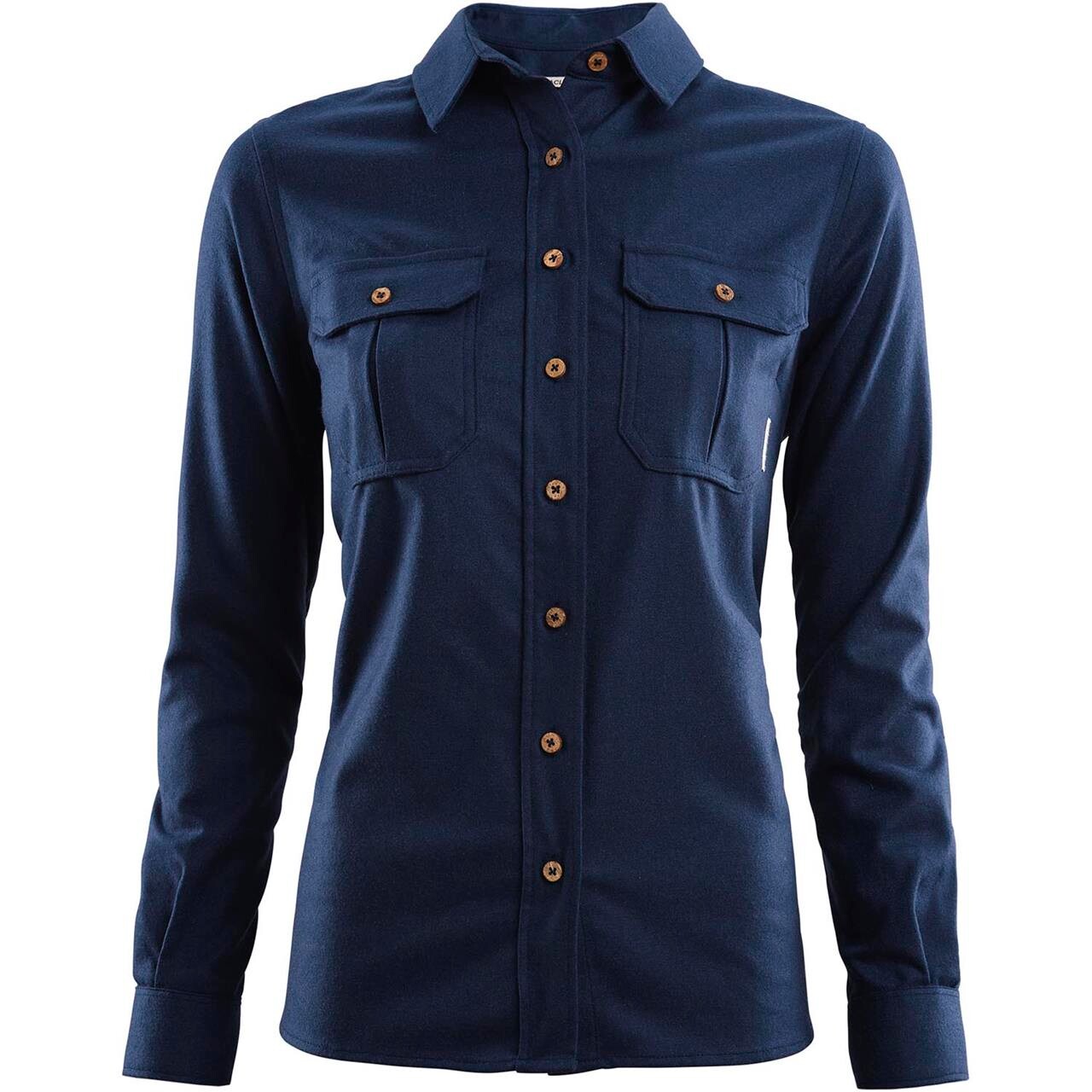 Aclima Womens Leisurewool Reborn Shirt Blå Check Navy Jeans Large Blå (CHECK NAVY  X-large