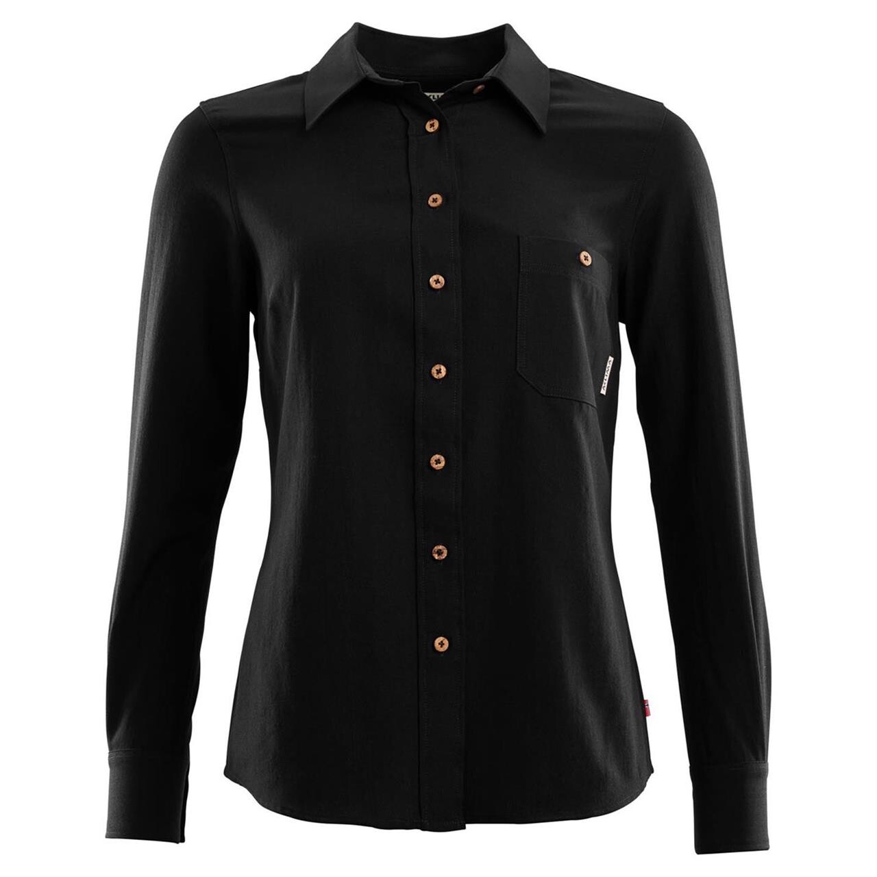 Aclima Womens Leisurewool Woven Shirt Sort Jet Black Large Sort  XX-large