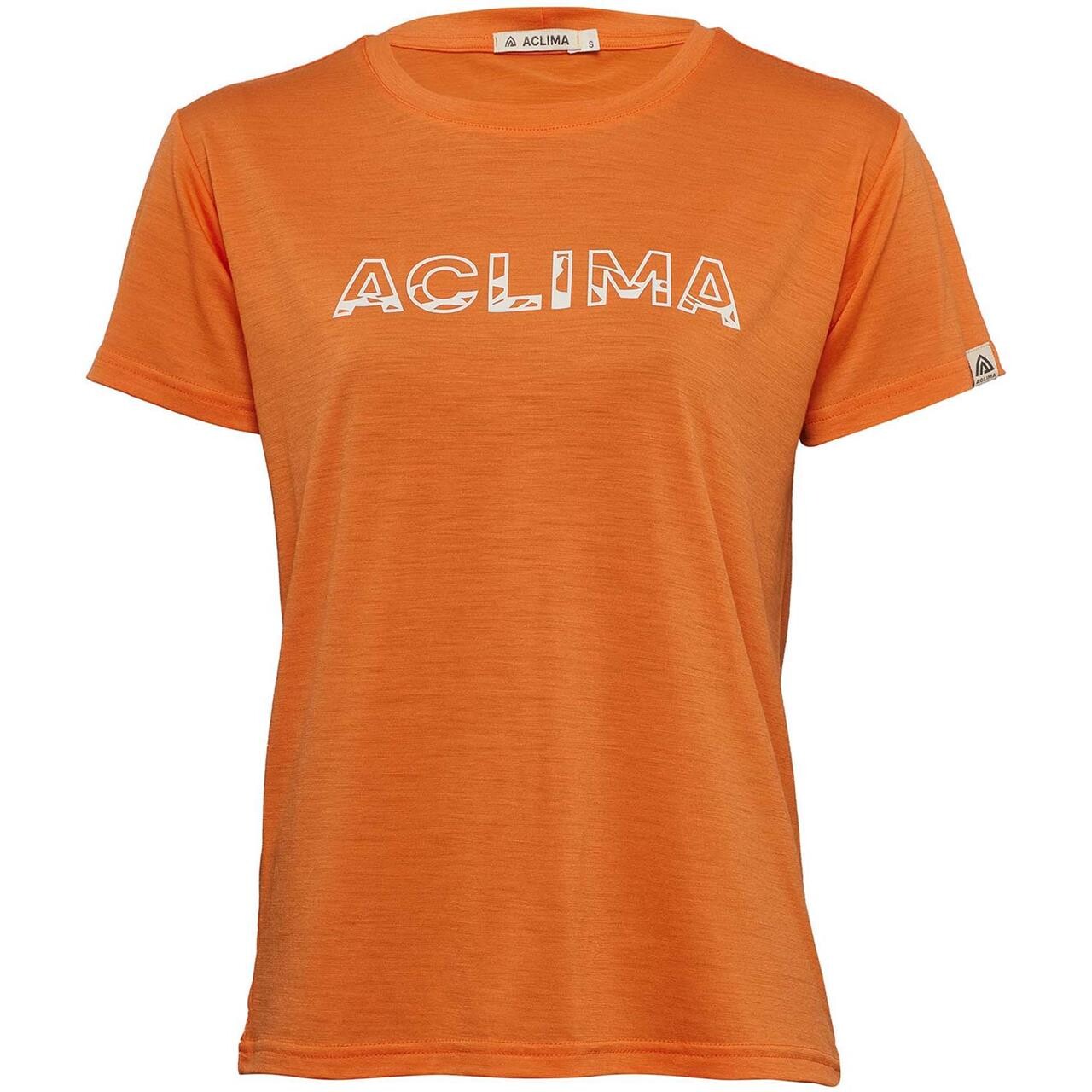 Aclima Womens Lightwool Tee Logo Orange Orange Tiger Large Orange (ORANGE  XX-large