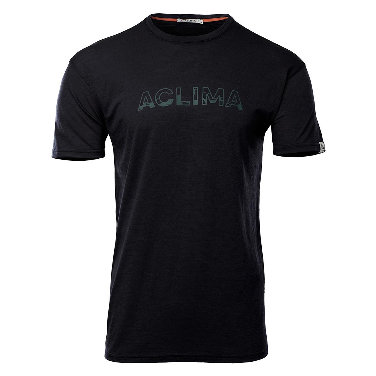Aclima Mens Lightwool Tee Logo Sort Jet Black Large Sort  XX-large