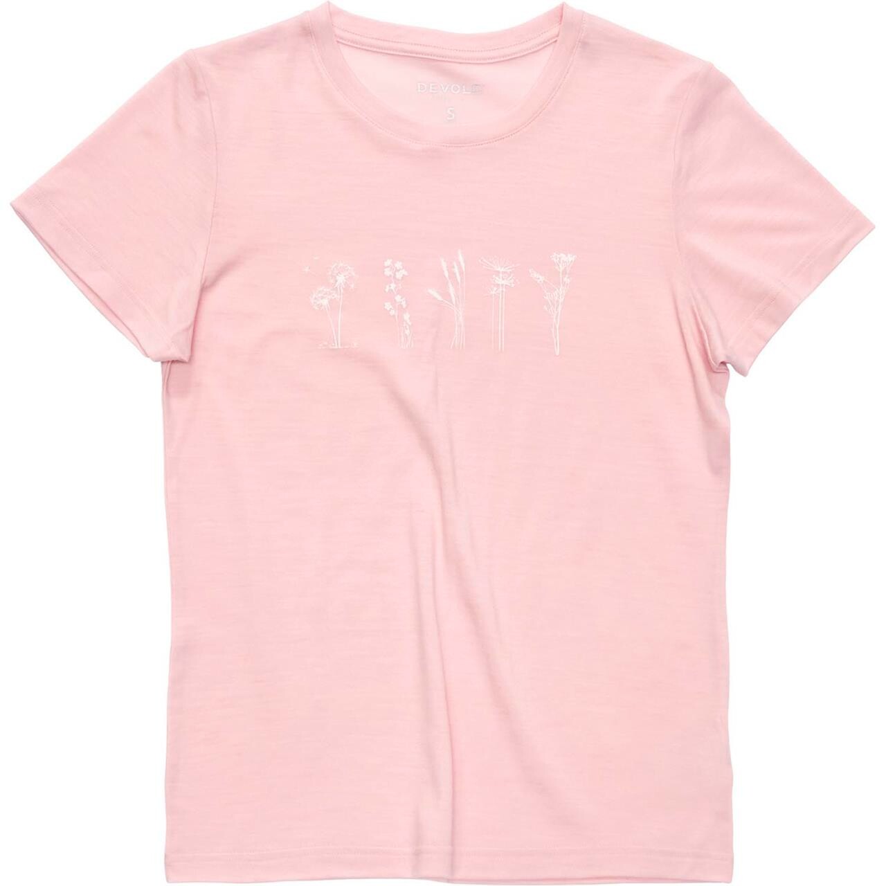 Devold Womens Classic Flowers Tee Lyserød Chalk Pink Large Pink  X-large