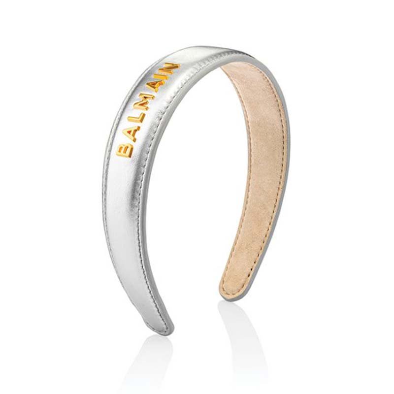 Balmain Leather Headband Silver   Large