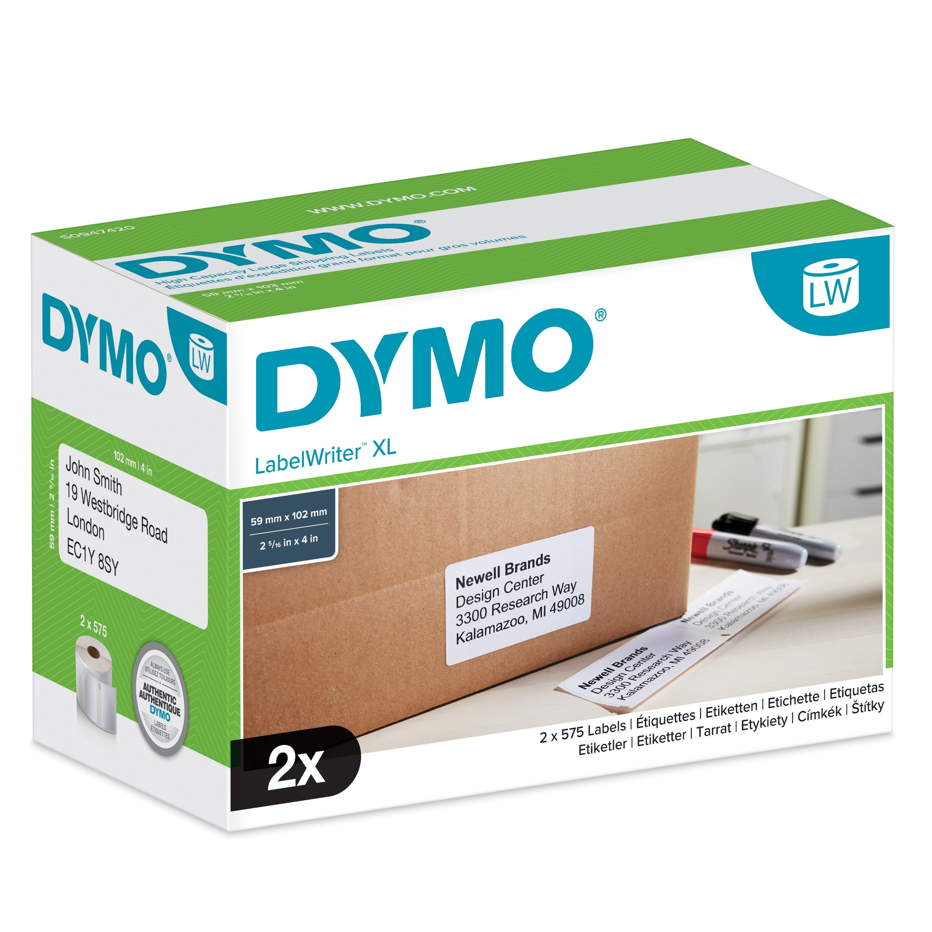Labelwriter 102x59mm Shipping Labels 2x575