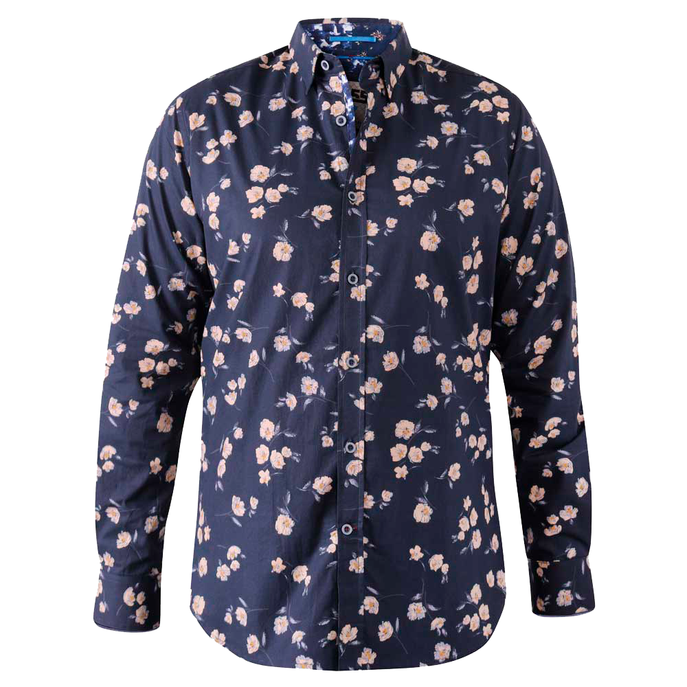 D555 Herre Skjorte Plus Size Navy 5xl Navy  5XL