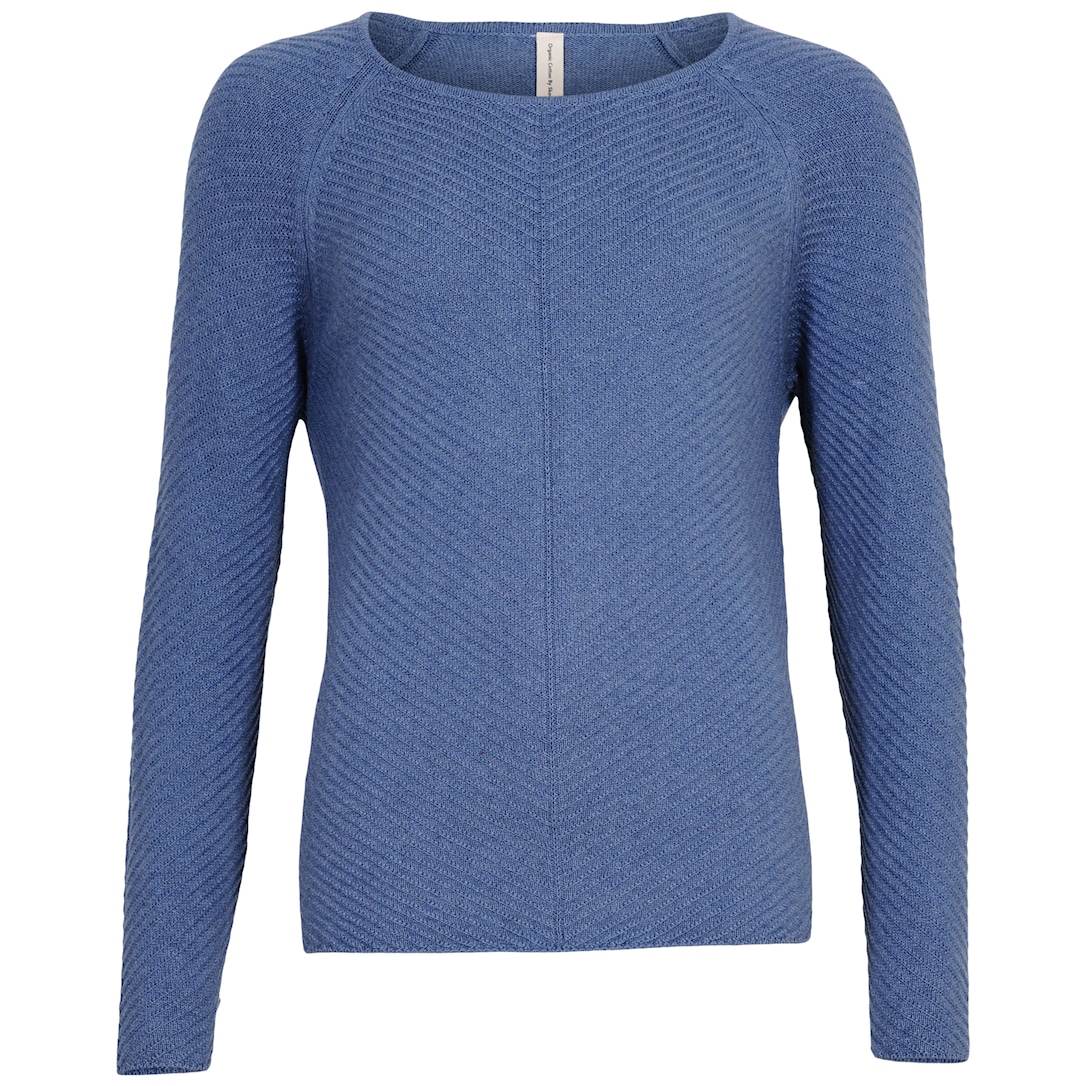 Skovhuus Kvinde Emma Strikbluse Blue Melange Xxxl Blue Melange Female XXXL