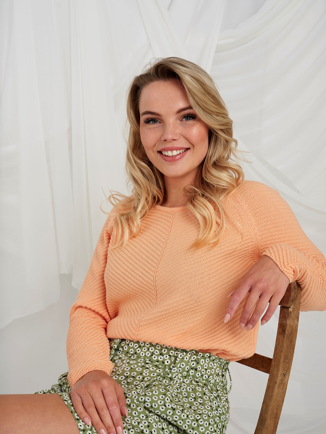 Skovhuus Kvinde Emma Strikbluse Salmon Orange Xxxl Salmon Orange Female XXXL