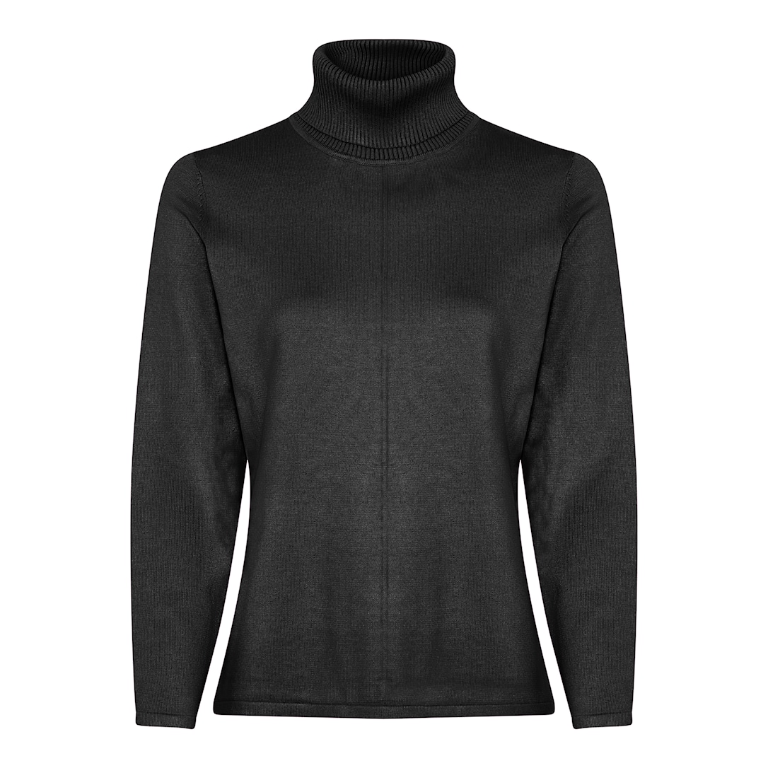Micha Strikbluse Dame Rullekrave Viscose Strik Sort Xxxl Sort