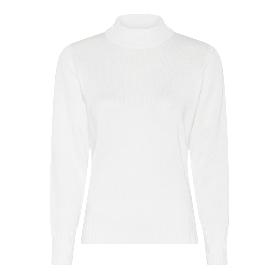 Micha Strikbluse Dame Høj Hals Viscose Strik Offwhite Xxxl Hvid