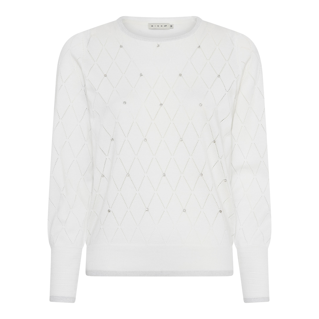 Micha Elegant Viscose Strik Offwhite Xxxl Hvid