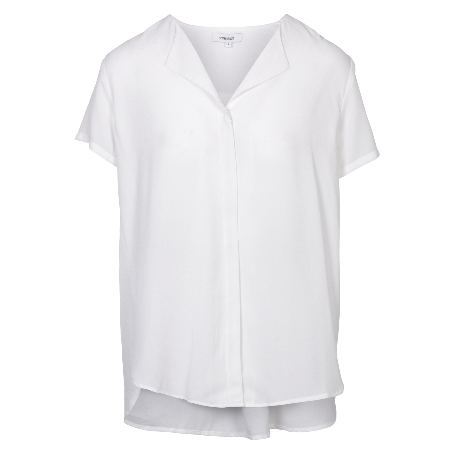 Steenholt Clara Dame Kortærmet Bluse Plus Size Bright White Hvid  52