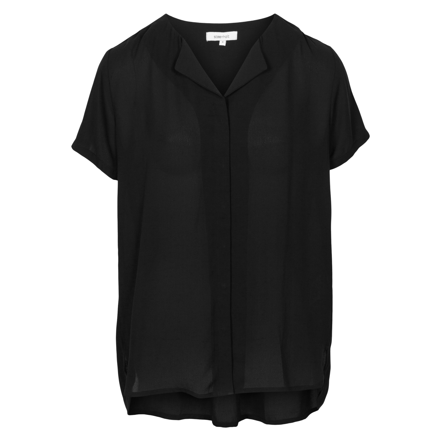 Steenholt Clara Dame Kortærmet Bluse Plus Size Jet Black Sort  54