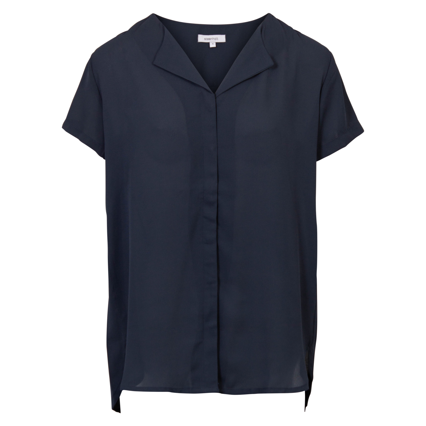 Steenholt Clara Dame Kortærmet Bluse Plus Size Navy Navy  54