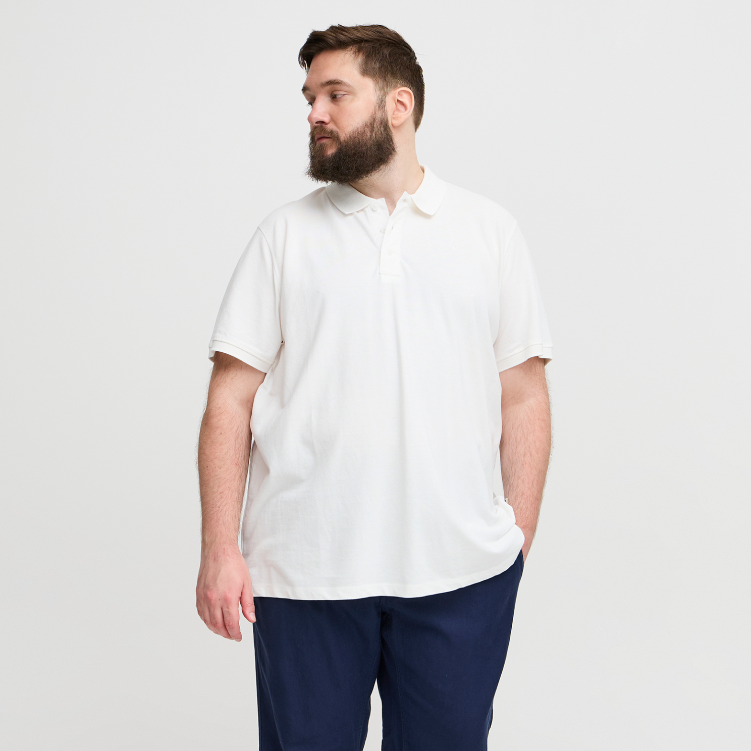 Blend Herre Polo Plus Size Snow White 5xl Hvid  5XL