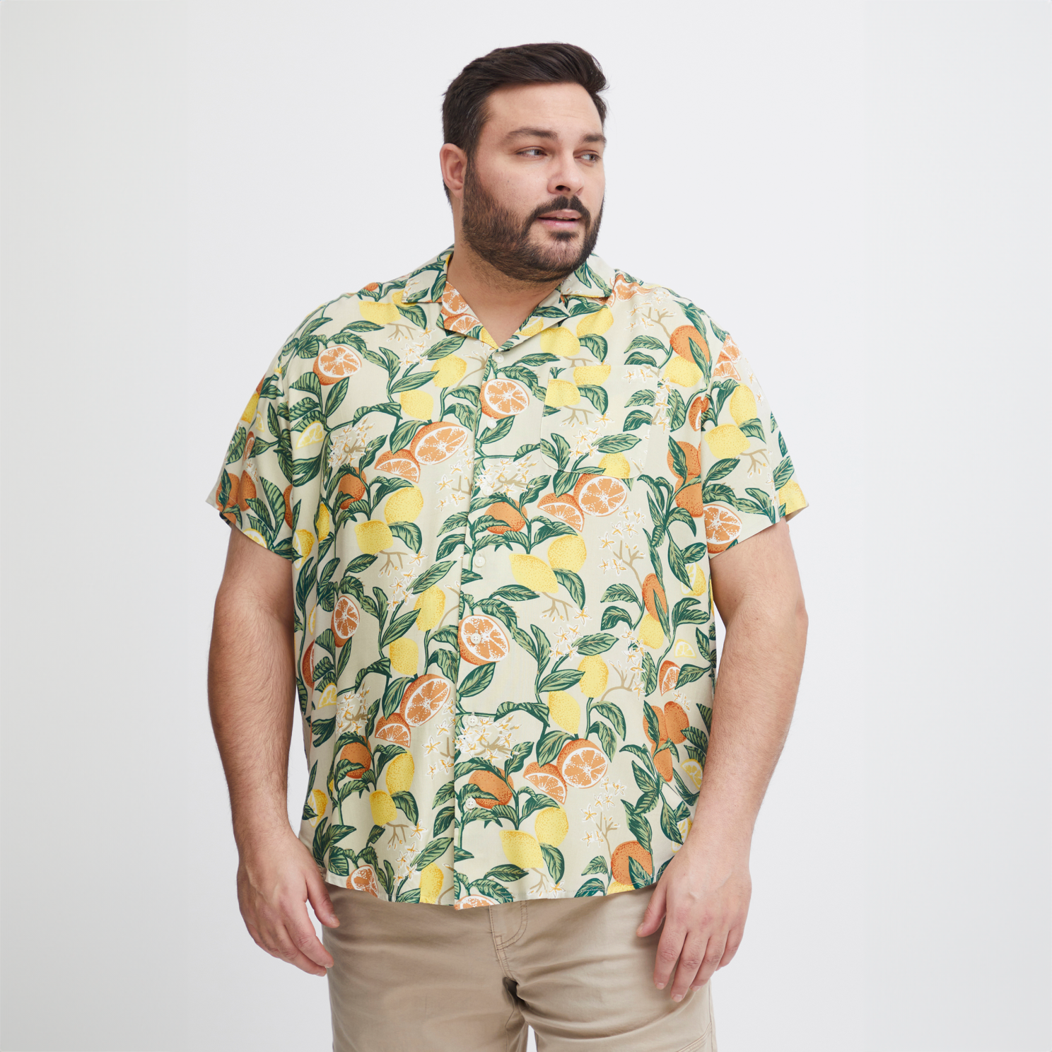 Blend Herre Kortærmet Skjorte Plus Size Oyster Grey Oyster Grey  3xl