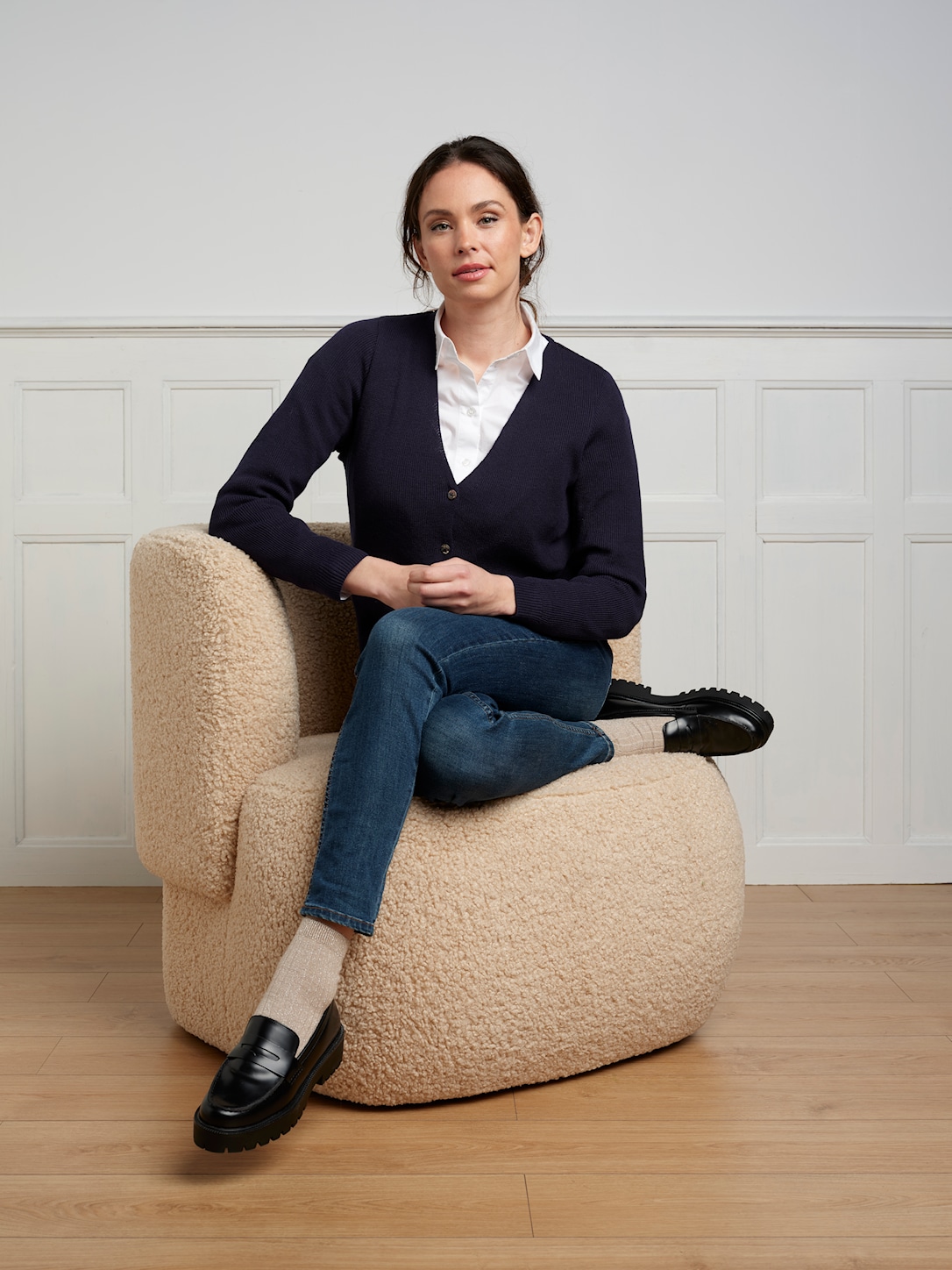 Skovhuus Kvinde Lily Hals Cardigan Marine Blue Xxxl Marine Blue Female XXXL